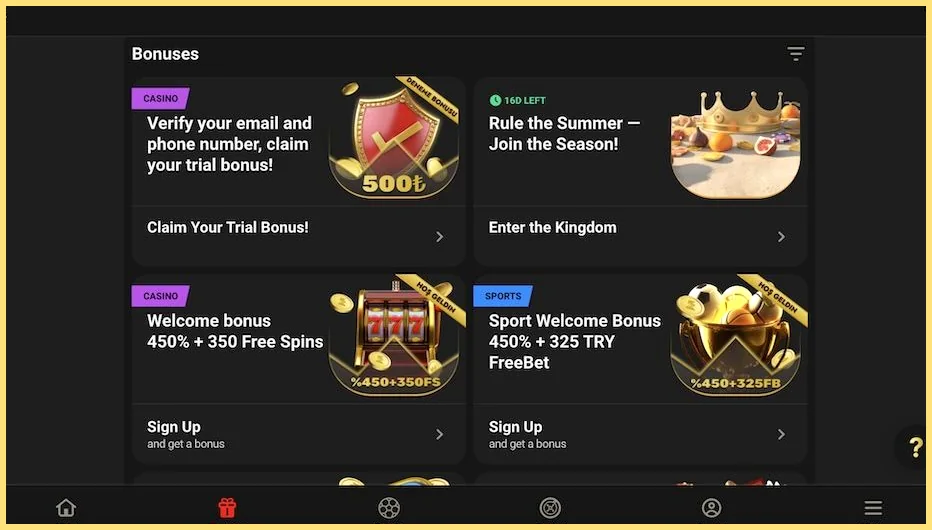 1 King bonuslar bölümü: deneme bonusu, casino ve spor hoş geldin paketleri – Türkiye sürümü